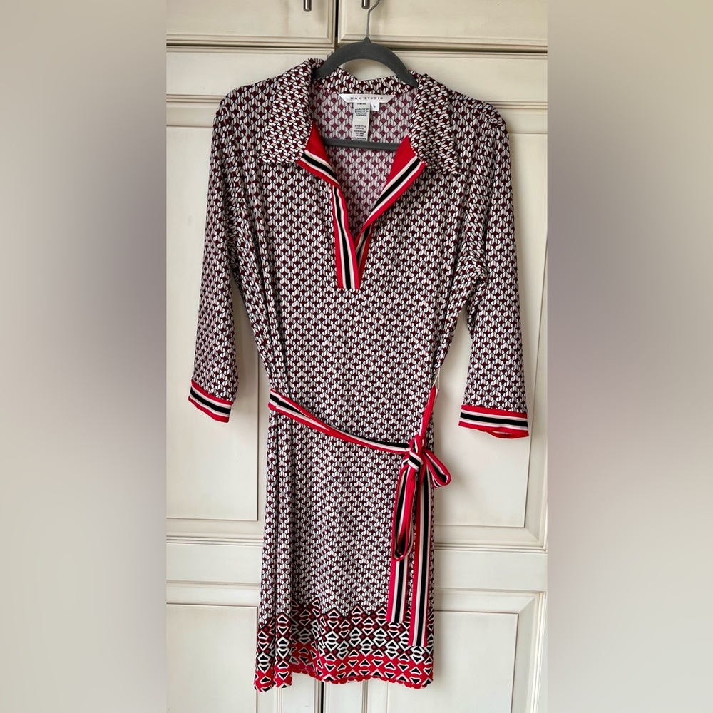 EUC Max Studio Red and Black Geometric Dress sz large